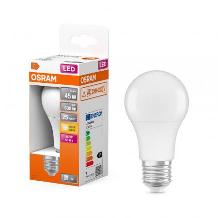 Osram E27 LED Star Classic Lampe Matt warmweißes Licht 6,5W wie 45W - LOW VOLTAGE 12…36 V - Für die Nutzung außerhalb des Stromnetzes